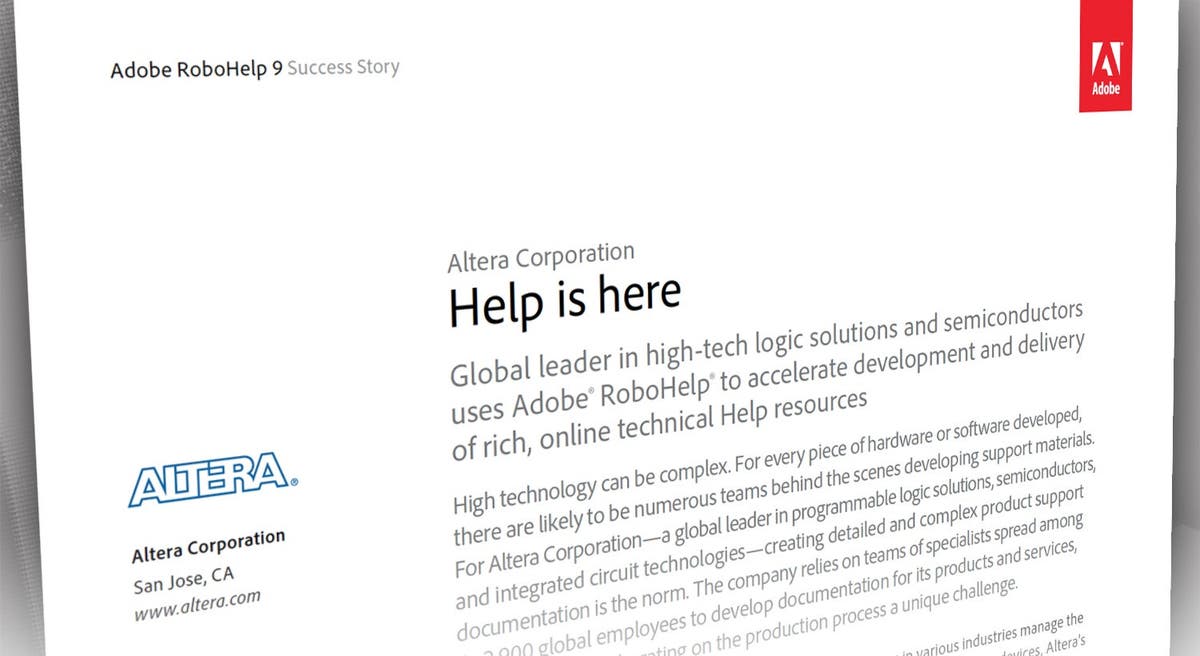 Adobe & Altera Corporation a RoboHelp Success Story