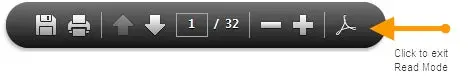 Turning off Read mode via the Adobe Acrobat X Read Mode Toolbar
