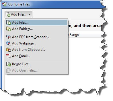 Adding files with Combine window