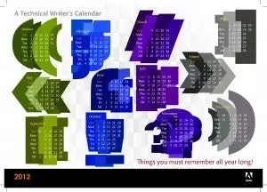 2012 calendar for a technical writer