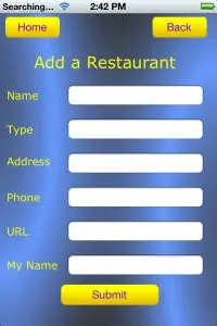 Add a Restaurant Screen