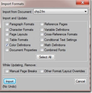 Import Formats dialog box