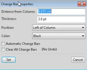 Change Bars properties