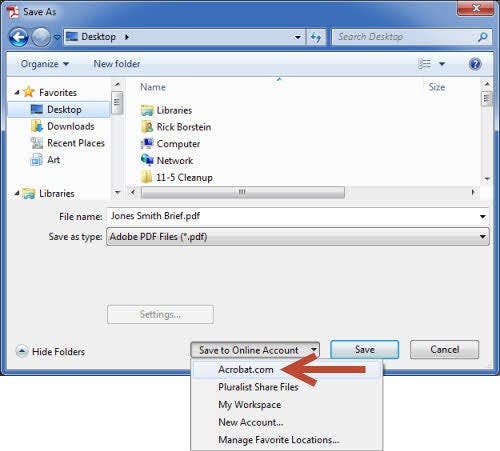 Using Save As to save a file to acrobat.com