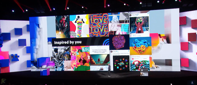 The Adobe MAX 2022 stage with David Wadhwani, president of Adobe's digital media business