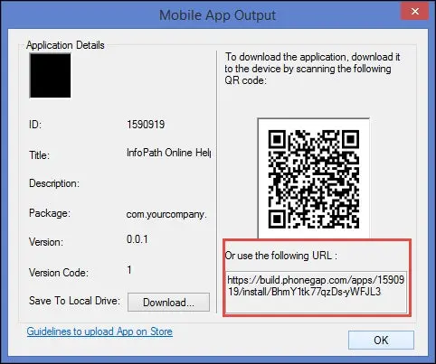 Mobile_App_Output dialog box