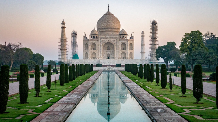 People Visit Taj Mahal Tac Mahal Which is Considered the Finest Example of  Mughal Architecture,scene from Entrance of Taj Mah Editorial Photography -  Image of visit, reflections: 206313527