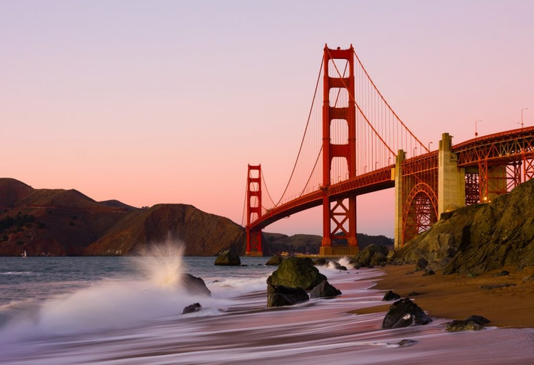 Golden Gate Bridge in San Francisco at sunset