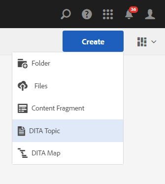 Create DITA Topic in Adobe Experience Manager (AEM)