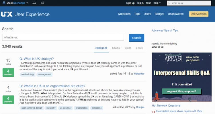 UX Stack Exchange.