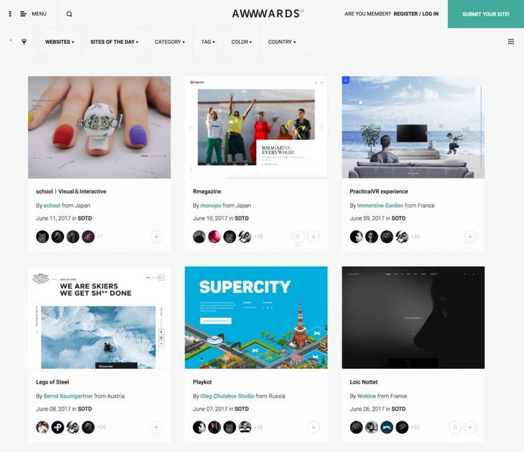 Awwwards web page.