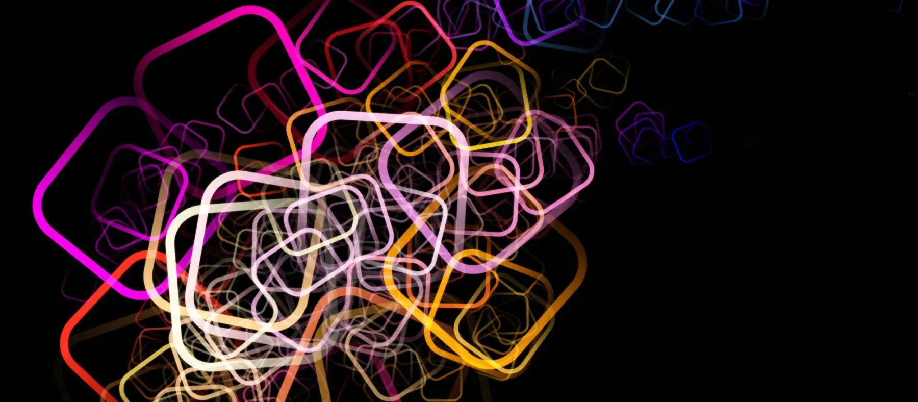 Abstract colored designs on black.