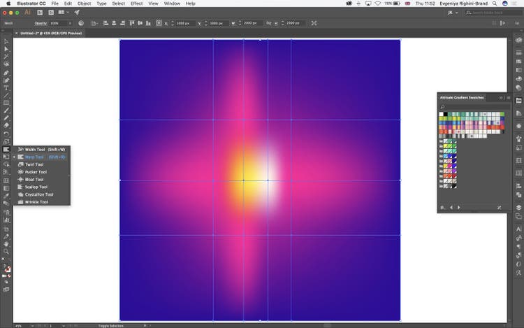 Step 1 with warp tool.