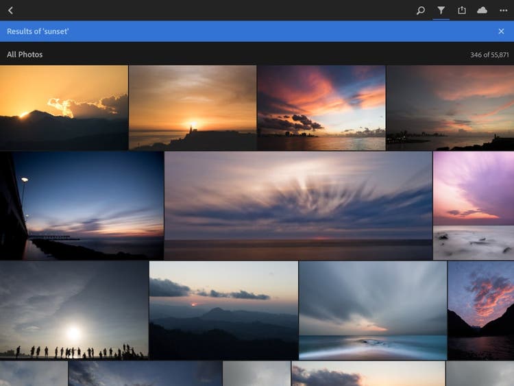 Photos of a sunset on a phone.