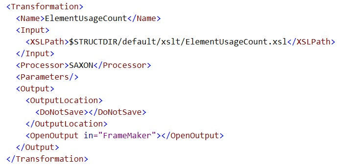 FrameMaker XSLT Transformation File