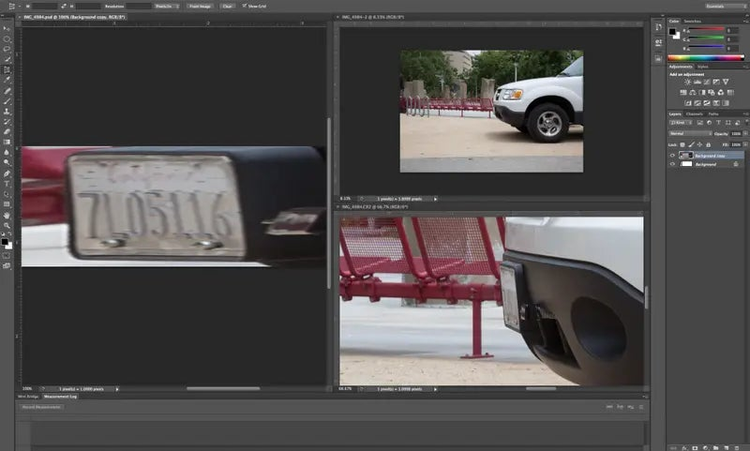 An example of how Photoshop can be used to help law enforcement locate missing children when there’s minimal surveillance. A license plate is enlarged in Photoshop to identify a crime.