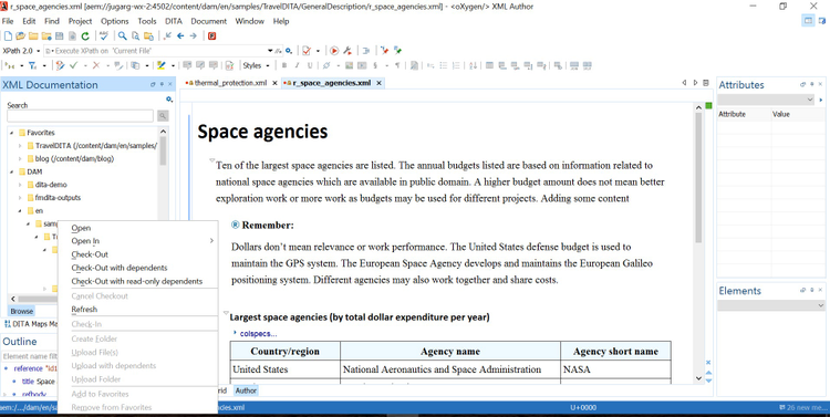 oXygen integration with XML Documentation for Adobe Experience Manager