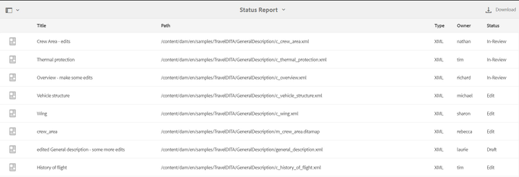 XML Documentation For Adobe Experience Manager - Report View