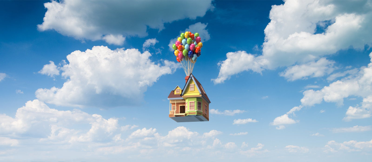 House attached to balloons from the movie "Up."