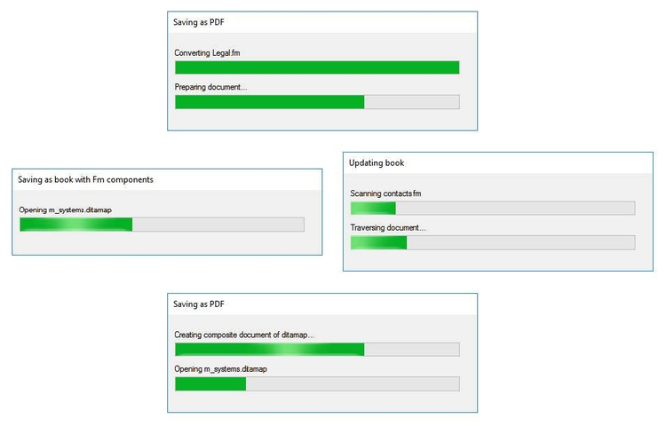 FrameMaker 2019 release – New progress bars