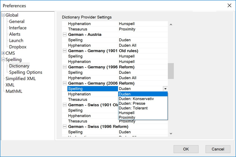 Adobe FrameMaker (2019 release) – DUDEN Spelling Options