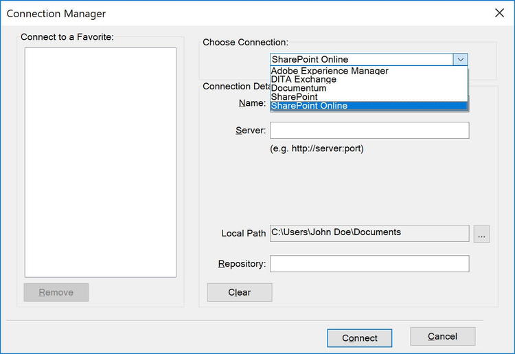 Adobe FrameMaker 2019 Connection Manager