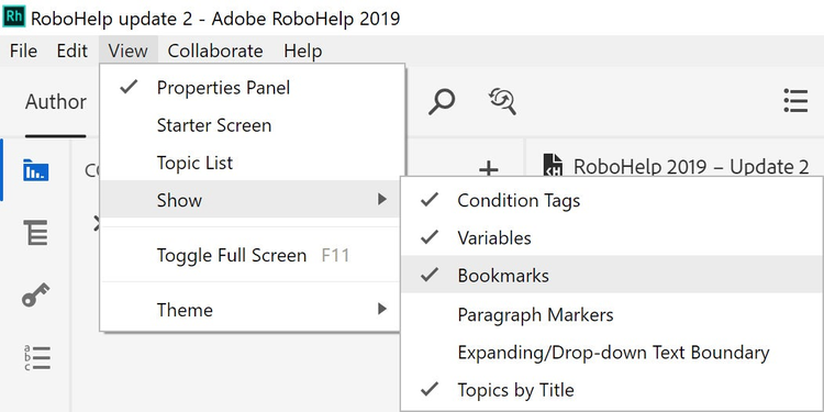 Screenshot of RoboHelp 2019: Editing Map files