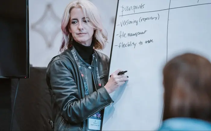 Jill DaSilva, head of UX Strategy and CEO of design agency Digital Karma, at the UX Leaders Summit at Adobe MAX 2018.