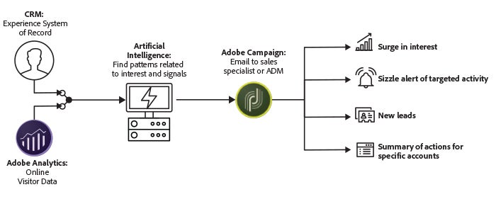 A chart showing the Experience System of Record and its path to help generate new sales