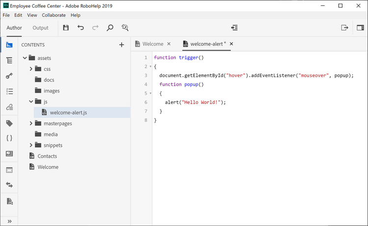 Adobe RoboHelp 2019 Update 3 – JavaScript Editor