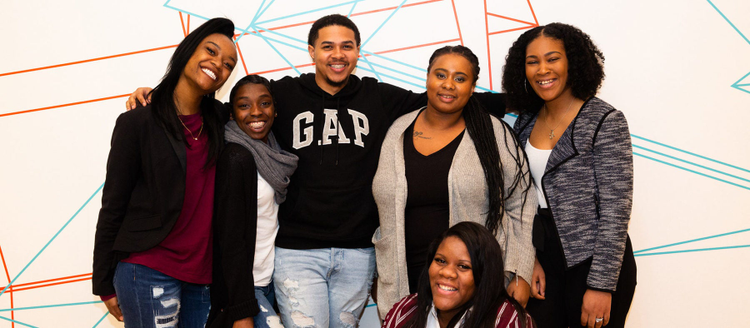 A team photo with Talentpath student participants (from left to right): Nicole Mont, Veda Ogbe, Anthony Couvson, Jerah Williams, Ranisha Evans, and Antoinique Hawkins.
