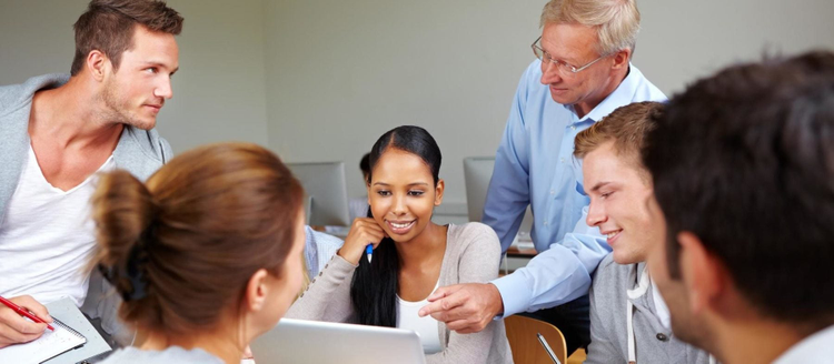 A group of students working together.