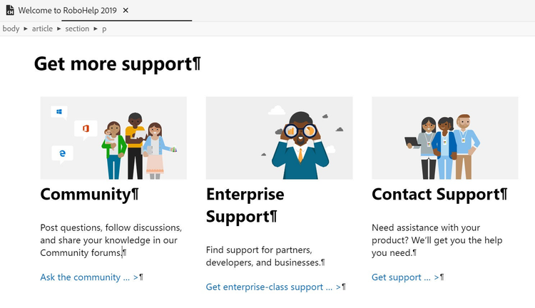 Screenshot of Adobe RoboHelp (2019 release) – Update 6 – Style Sheets – Multiple Columns