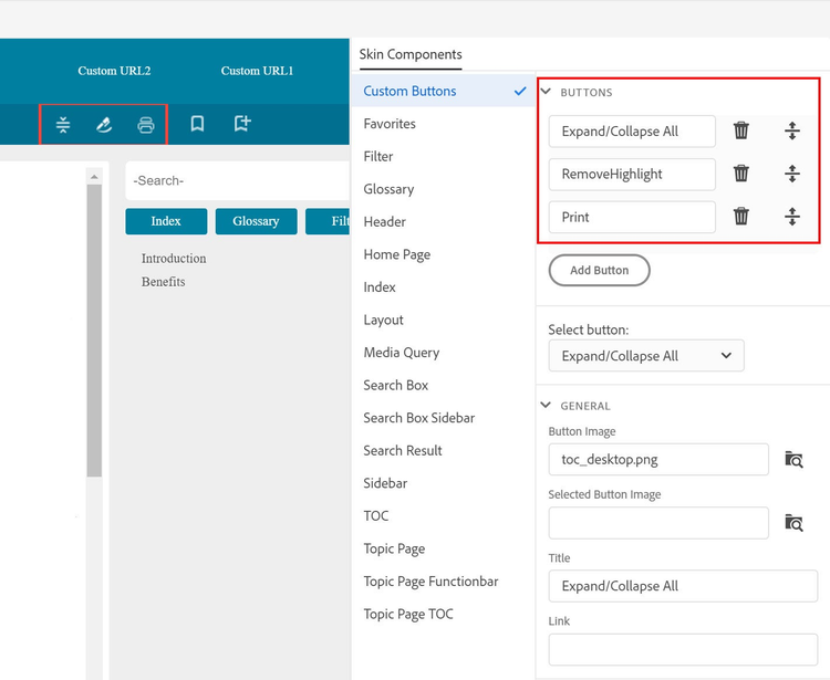 Adobe RoboHelp (2019 release) – Update 6 – Skins – Custom Buttons