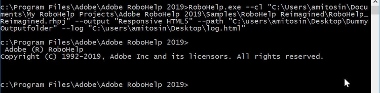 RoboHelp (2019 release) – Command Line-based Output Generation