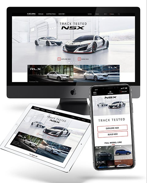 A screenshot of the new Acura website, after it was redesigned by Publicis Sapient to reflect the brand's upscale values.