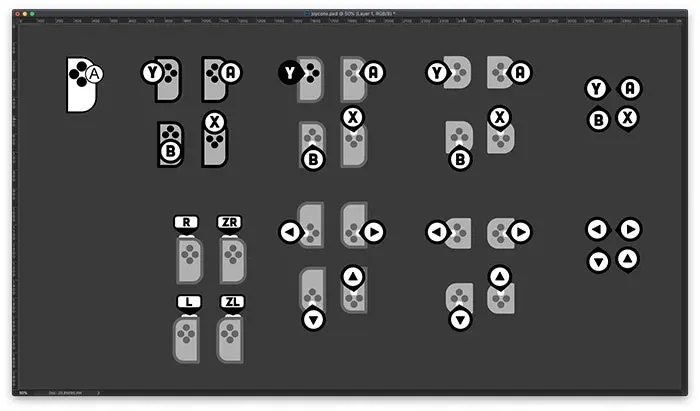 For their Switch game, Northplay iterated on more than 20 different button indicators before boiling it down to really simple shapes. Here are just a few of the variants they went through.