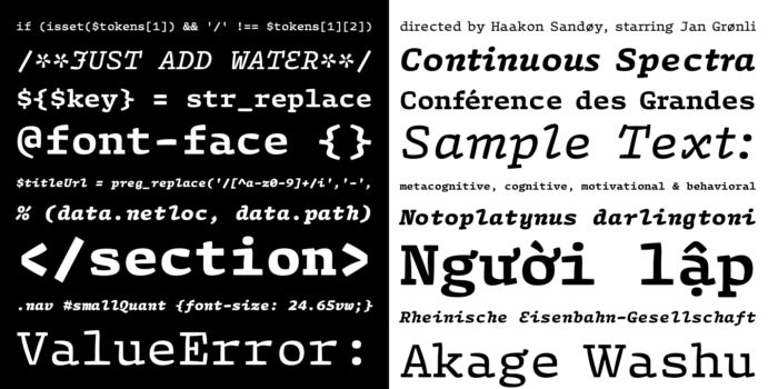 Examples of Array fonts.