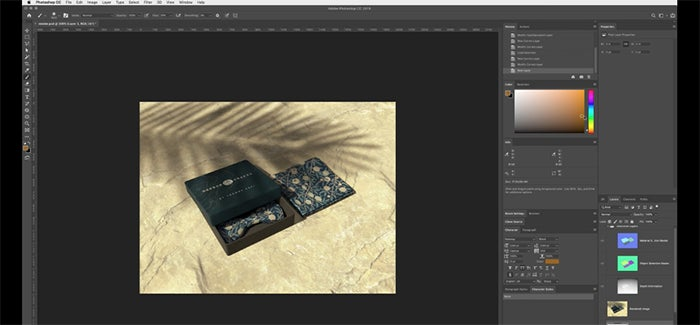 A rendered 3D photo being edited in Photoshop.