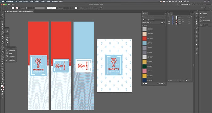 Anna Natter’s fictional Danny’s Seafood logo, created in Illustrator before being used in her 3D designs in Dimension.
