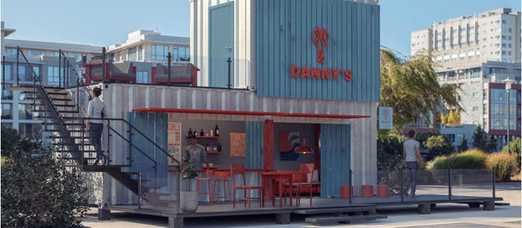 The final product of Anna Natter’s branded restaurant visualization designed in Adobe Dimension.