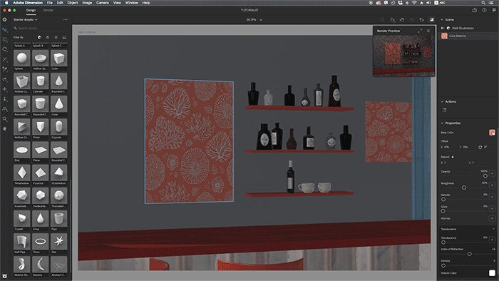 Placing interior shelves in Anna's 3D architectural design.