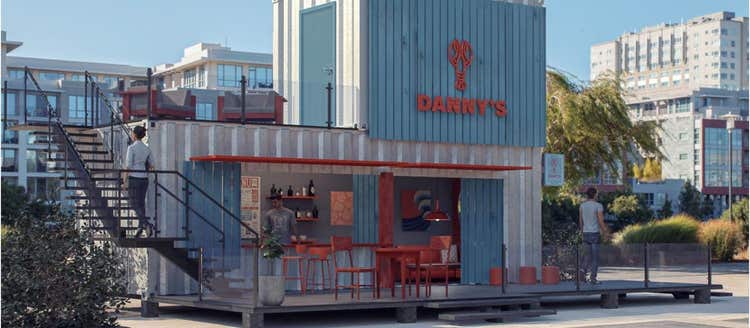 The final product of Anna Natter’s branded restaurant visualization designed in Adobe Dimension.