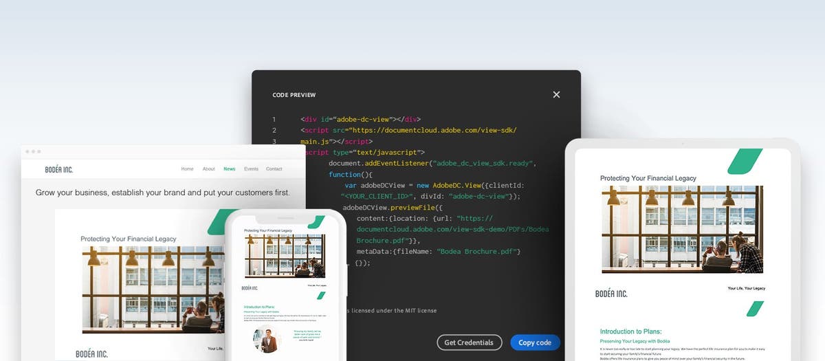 Embed PDF Viewing into Web Apps using Adobe Document Cloud View SDK
