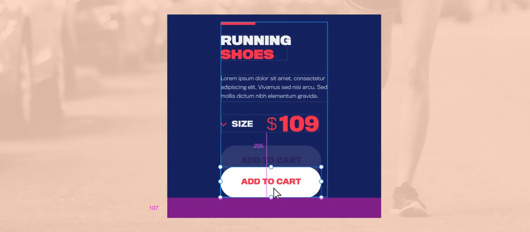 Image showing the new content aware layout using a sample running shoe advertisement.