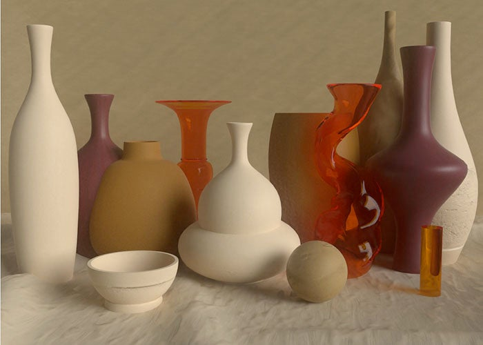 A 3D recreation of Giorgio Morandi's Still Life, designed by Simoul Alva in Adobe Dimension.