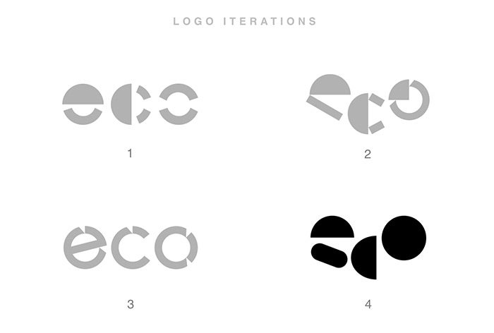 Eco brand 2D logo iterations created in Adobe Illustrator.