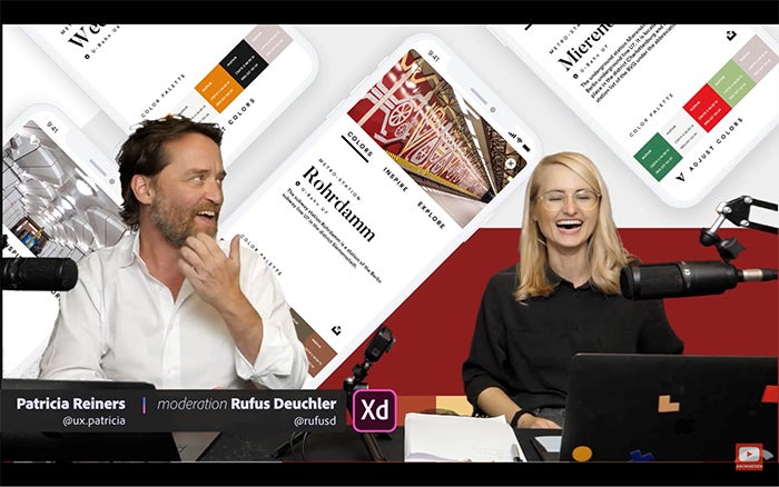 A UX design live stream on Adobe Live, with Patricia Reiners and host Rufus Deuchler, in German and now easily discoverable via Adobe Live auf Deutsch.