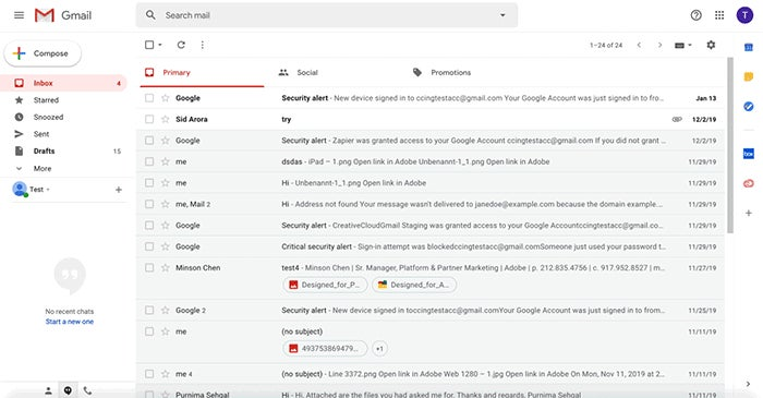 A GIF demonstrating the process of launching the Creative Cloud add-on in Gmail, and attaching a Libraries asset to an email thread.
