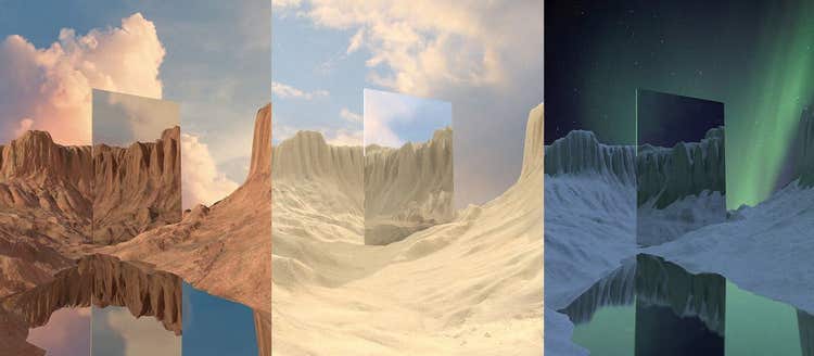 A series of installments from Victoria Siemer's geometrical reflections landscapes.